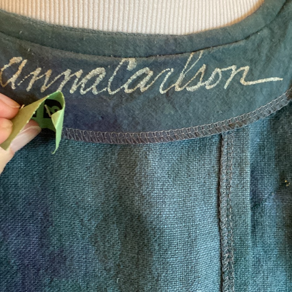 ARTISAN ANNA CARLSON amazing linen appliqué embroidered jacket!! Size M oversize - Picture 11 of 15